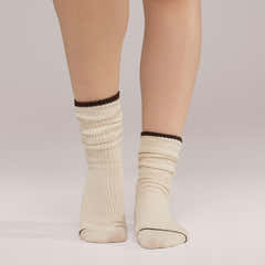 Knitted Rib Socks 2 Pack - Black Coffee/Beige