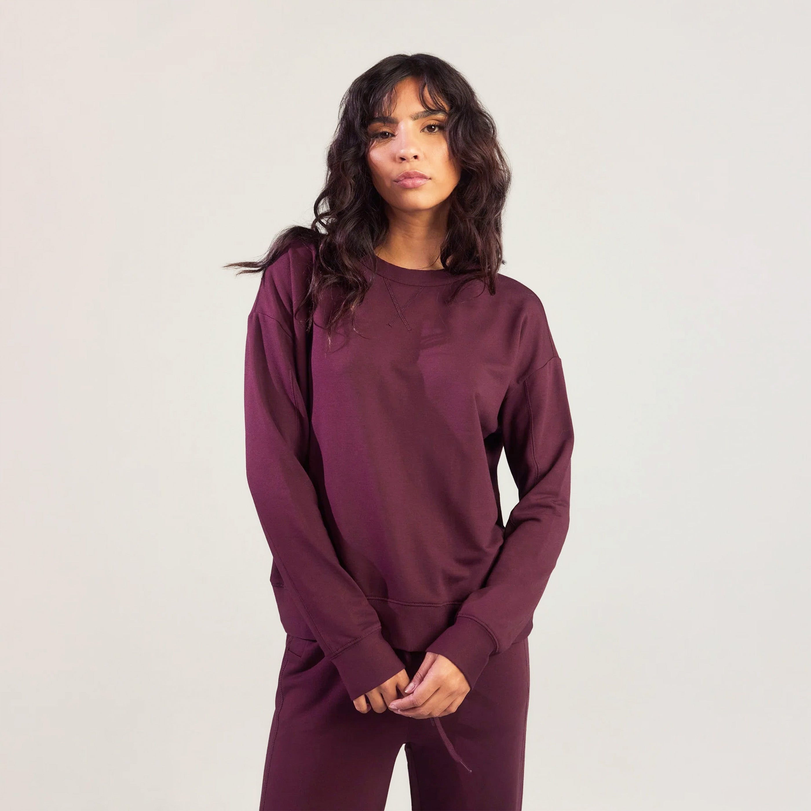 Luxe Lounge Sweatshirt - Dark Cherry