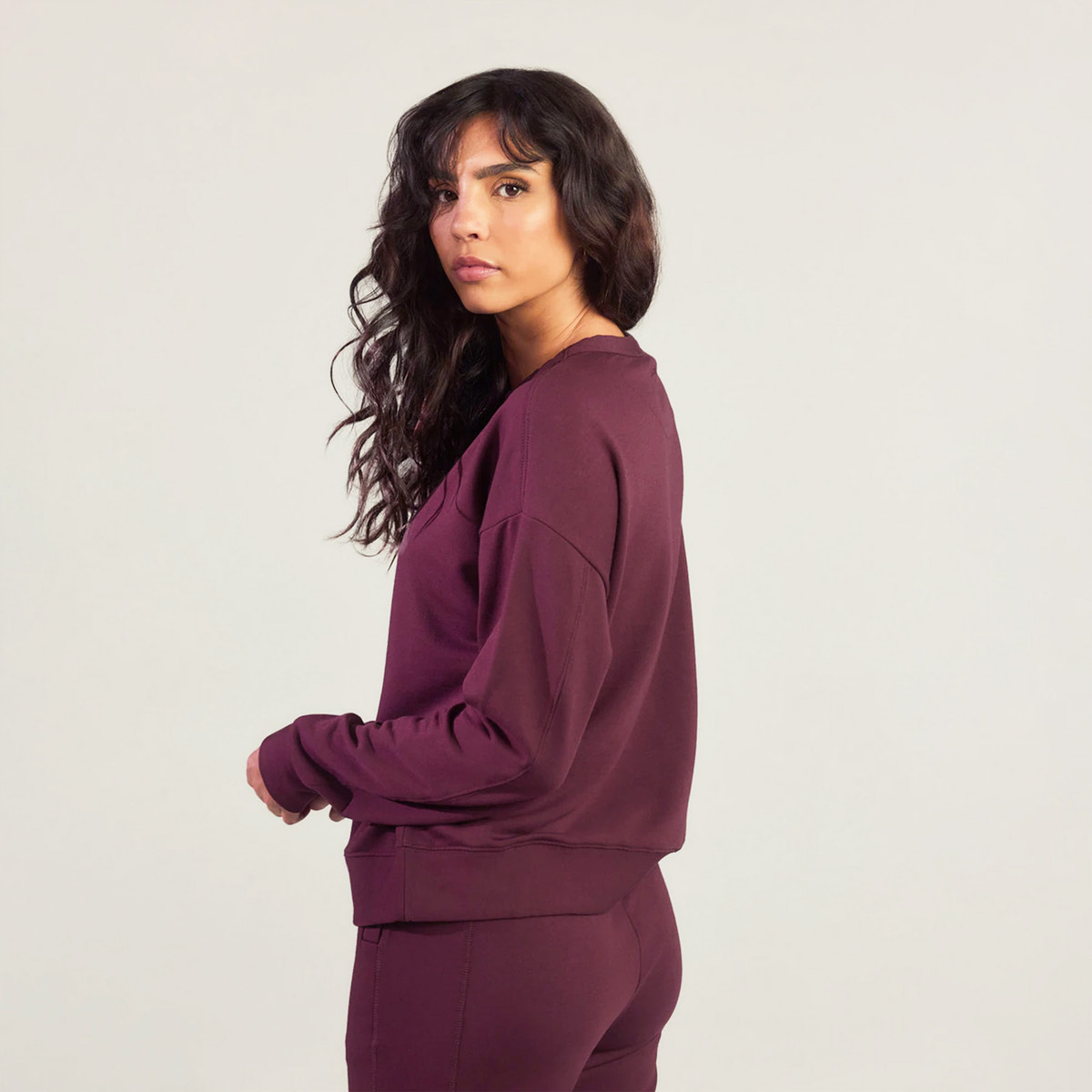 Luxe Lounge Sweatshirt - Dark Cherry