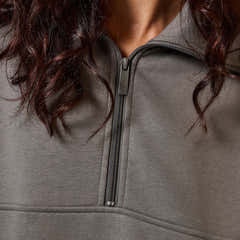 Organic Oversized 1/4 Zip Sweatshirt - Slate Green