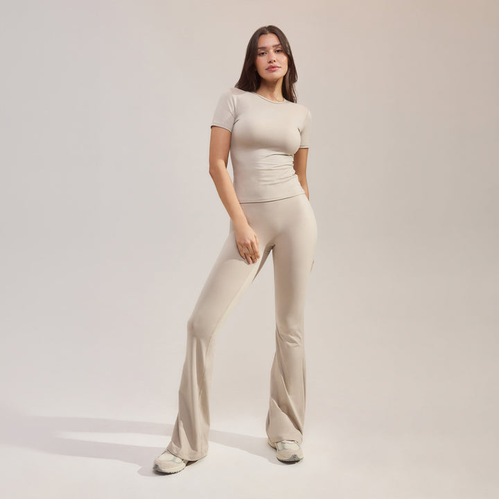Ultimate Everyday Flare Leggings - Oatmeal Beige