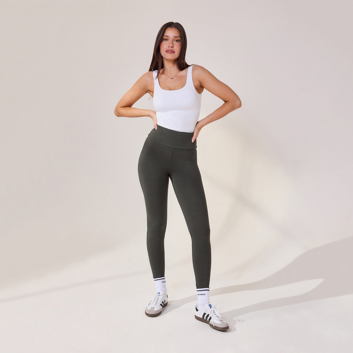 Lightweight Everyday High Waisted Leggings - Pine